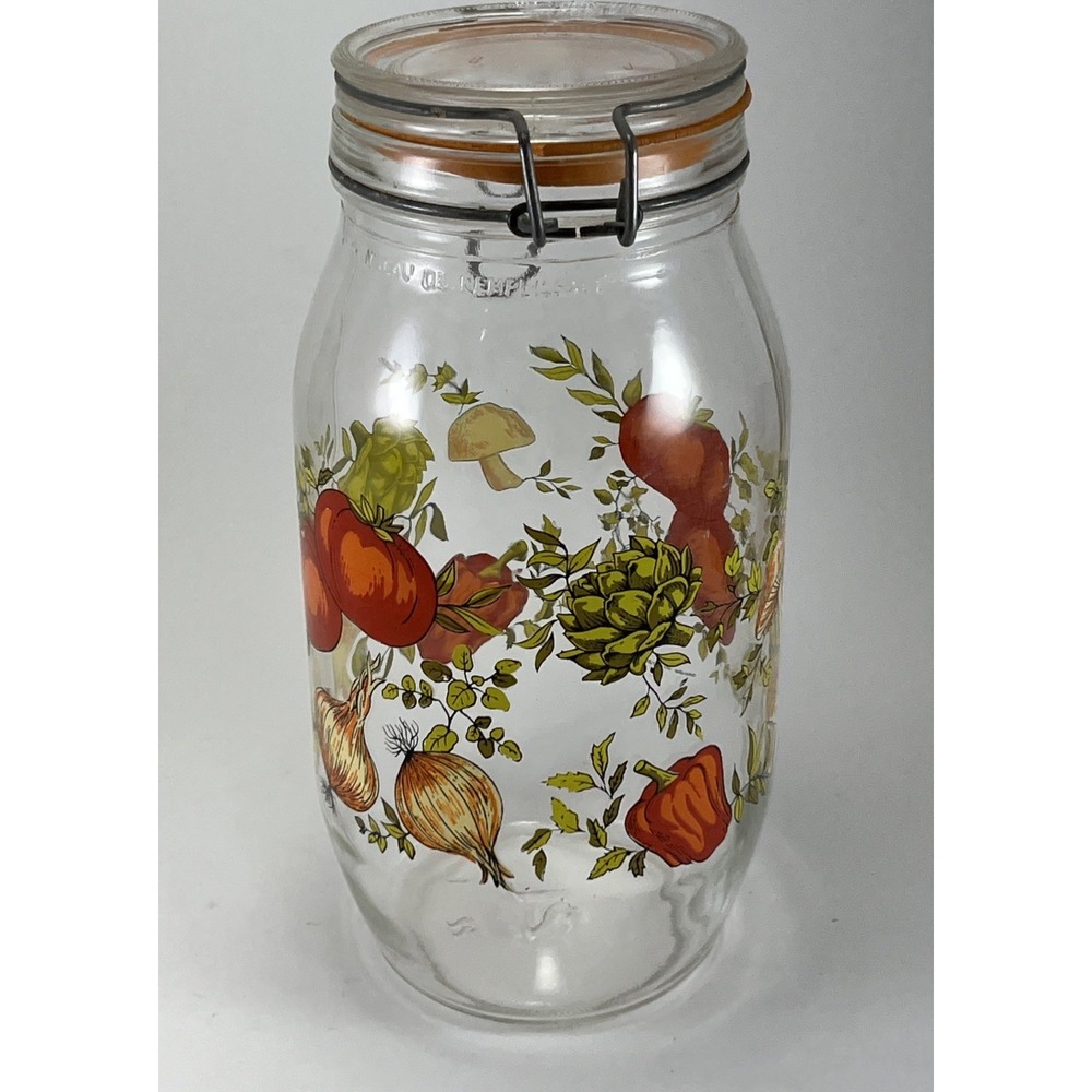 Vintage ARC SPICE of LIFE 2L Glass Jar Canister France Mushroom Cottagecore Boho - Picture 7 of 16